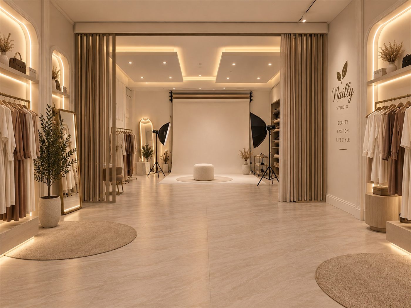 Concept visualisation: the photo studio beside the boutique.